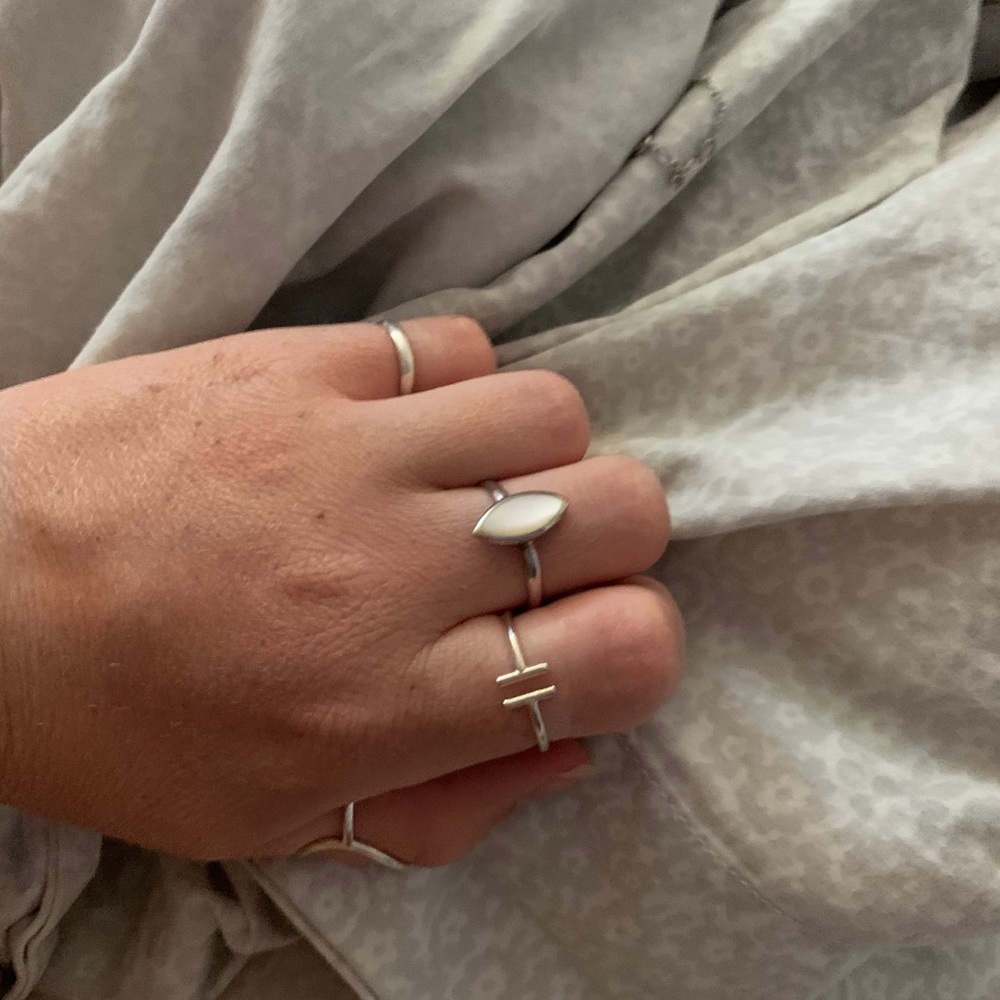 Sterling silver white gemstone ring
